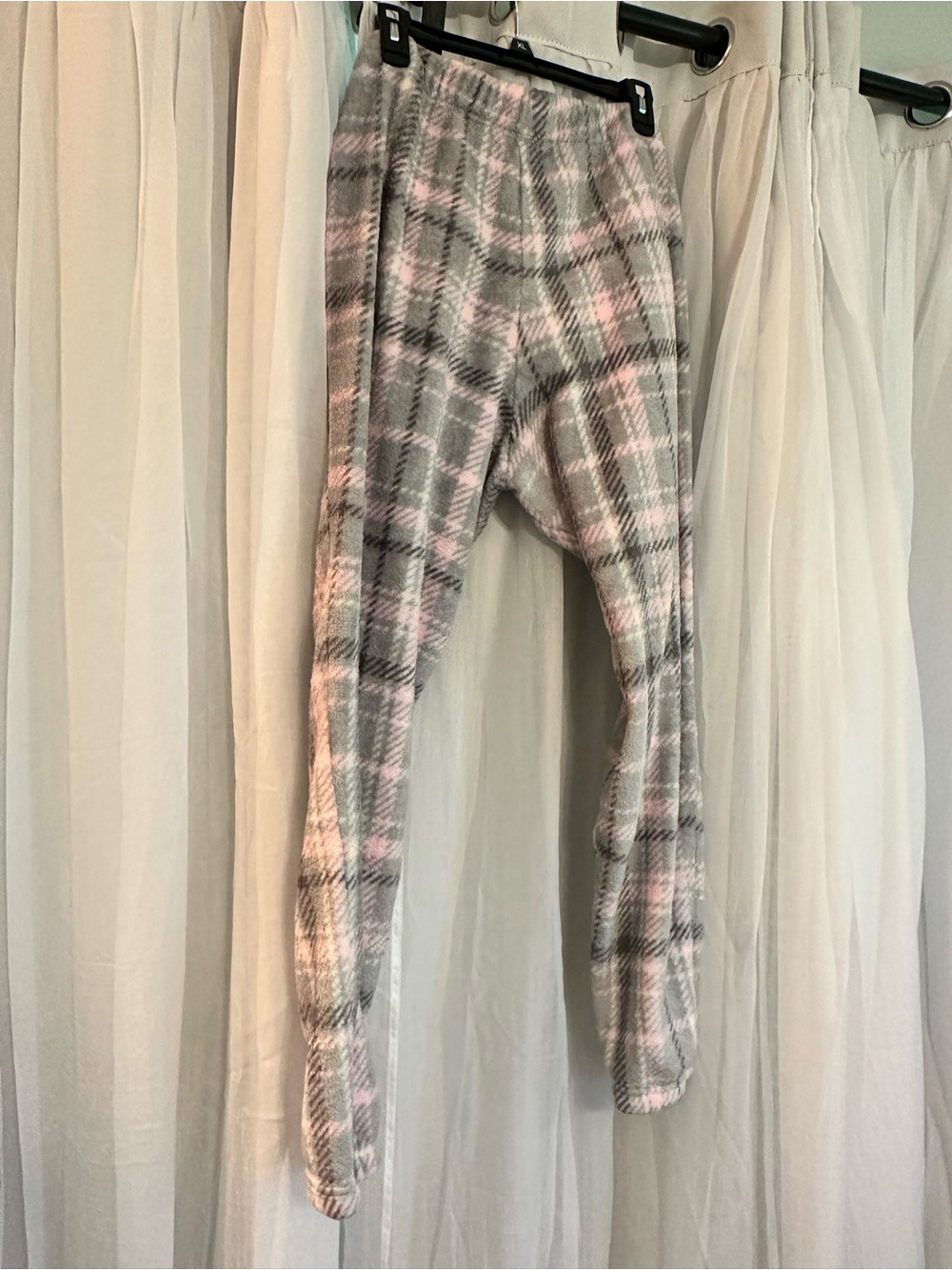 Women’s Plaid Fleece Lounge Pants - Pink & Gray - Picture 5 of 6